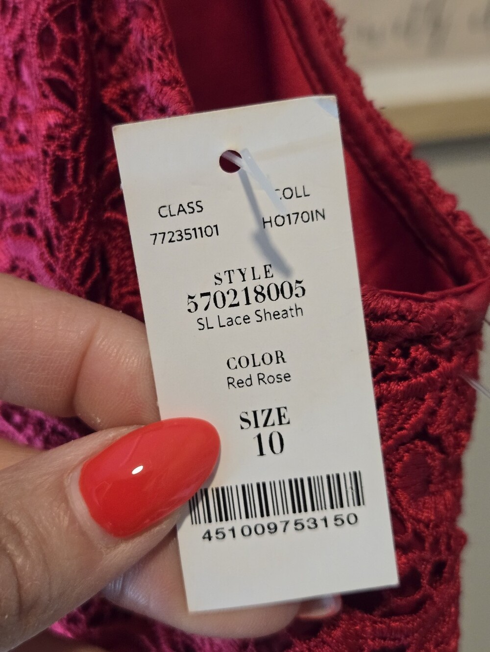 🔥NWT WHBM Gorgeous Red/Fuchsia Lace Midi Dress - Picture 3 of 16